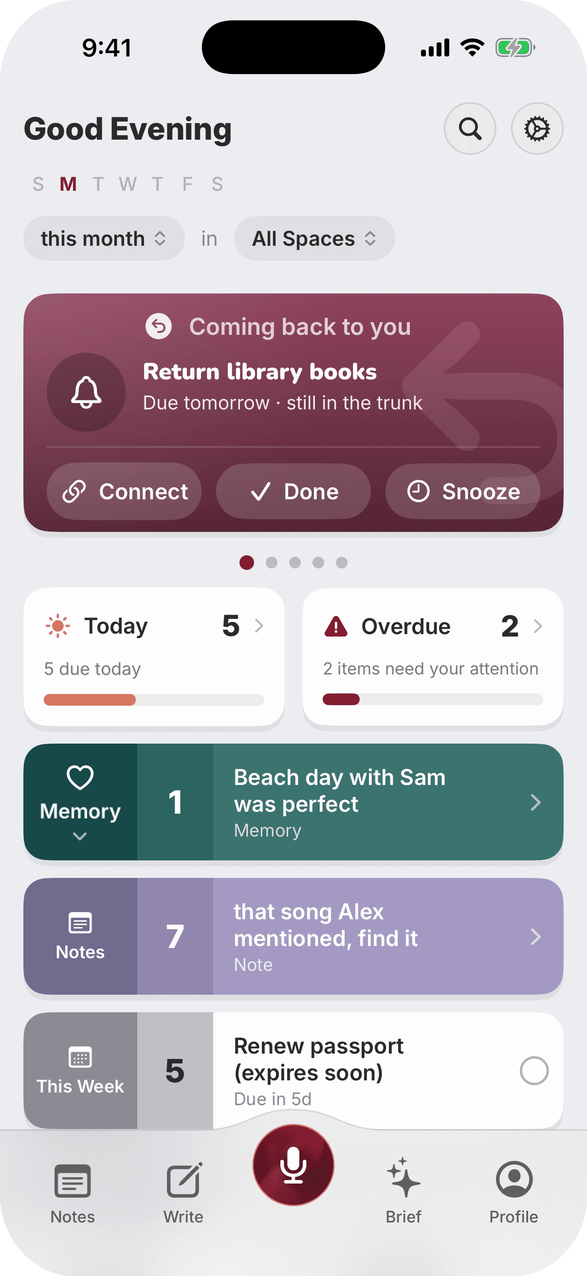 Pombry Your day screen